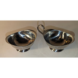 Vintage Set Royal Dolphin Stainless Steel Sugar & Creamer Japan Collectible Rare